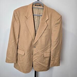 Bill Robinson Wool Camel Hair Tan Blazer Jacket Preppy Neutral Classic 40R Mens